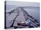 Senator Edward M. Kennedy Basking in Sun on Breakwater in Hyannis Port-John Loengard-Premier Image Canvas