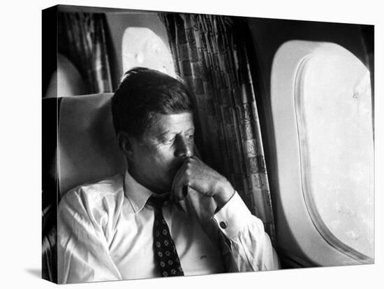 Senator John F. Kennedy on His Private Plane During His Presidential Campaign-Paul Schutzer-Premier Image Canvas