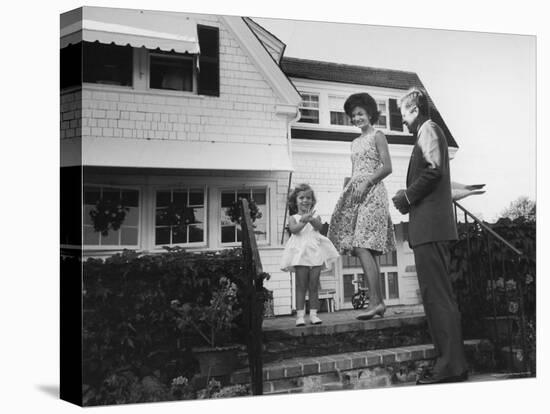 Senator John F. Kennedy with Wife Jackie and Daughter Caroline at Family Summer Home-Paul Schutzer-Premier Image Canvas