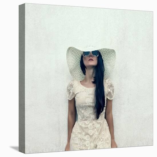 Sensual Vintage Girl at a Wall-Evgeniya Porechenskaya-Premier Image Canvas