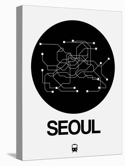 Seoul Black Subway Map-NaxArt-Stretched Canvas