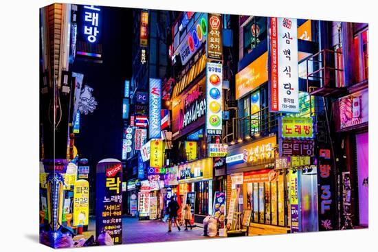 Seoul, South Korea - Neon Lights & Signs at Night - Photography-Lantern Press-Stretched Canvas