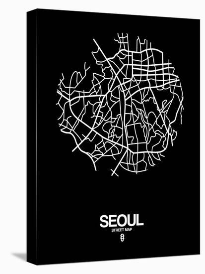 Seoul Street Map Black-NaxArt-Stretched Canvas