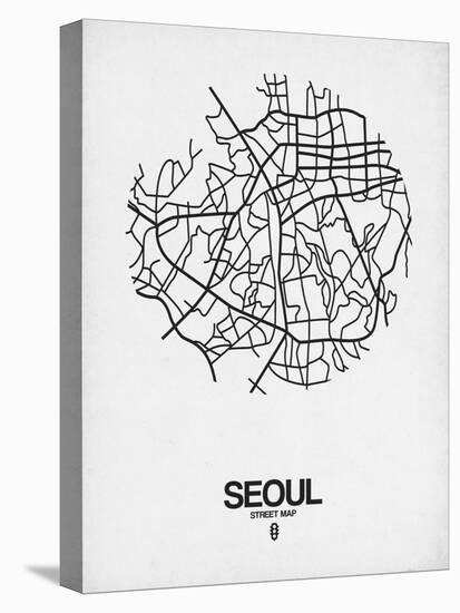 Seoul Street Map White-NaxArt-Stretched Canvas