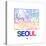 Seoul Watercolor Street Map-NaxArt-Stretched Canvas