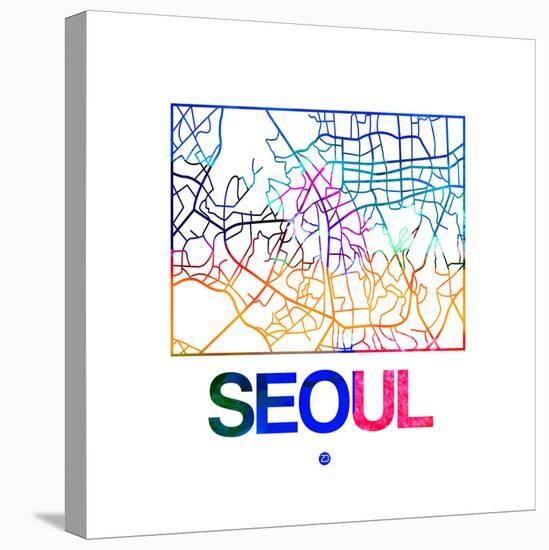 Seoul Watercolor Street Map-NaxArt-Stretched Canvas