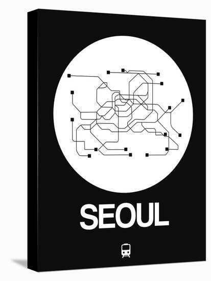 Seoul White Subway Map-NaxArt-Stretched Canvas