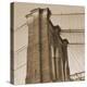 Sepia Brooklyn Bridge-Sheldon Lewis-Stretched Canvas