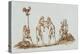 Sepia Engraving of 14th Century Scene with Wrestlers-null-Premier Image Canvas