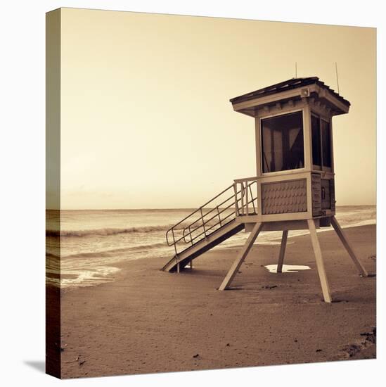 Sepia Life Guard Tower I-Jairo Rodriguez-Stretched Canvas