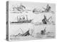 Sequence of Illustrations Showing the Sinking of the Titanic-null-Stretched Canvas