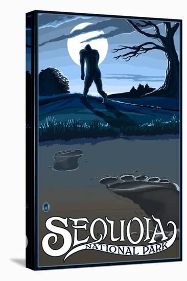 Sequoia Nat'l Park - Bigfoot - Lp Poster, c.2009-Lantern Press-Stretched Canvas