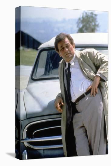 Serie televisee Columbo with Peter Falk (inspecteur Columbo), 1971-93 (devant sa voiture Peugeot 40-null-Stretched Canvas
