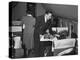 Serving Drinks, over English Channel, before Dinner, During a Transatlantic Flight-Peter Stackpole-Premier Image Canvas