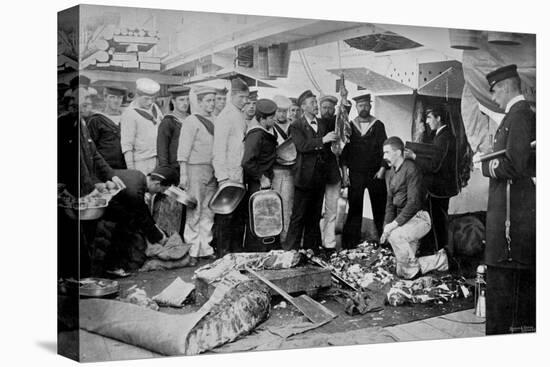 Serving Out a Day's Fresh Meat Ration on Board HMS 'Talbot, 1896-WM Crockett-Premier Image Canvas