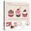 Set Of Cupcakes On Old Postcard-woodhouse-Stretched Canvas