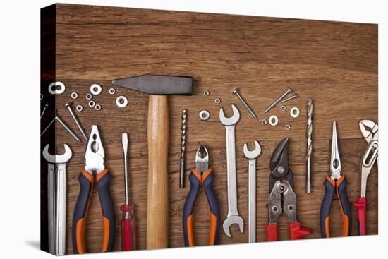 Set of Different Tools on Wooden Background-egal-Premier Image Canvas