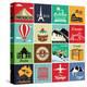 Set Of Vintage Retro Vacation And Travel Label Cards And Symbols-Catherinecml-Stretched Canvas