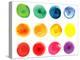 Set of Watercolor Circles  in Vibrant Colors. Watercolor Wet Stains Isolated on White.-LiMaxo-Stretched Canvas