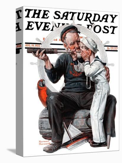 "Setting One's Sights" or "Ship Ahoy" Saturday Evening Post Cover, August 19,1922-Norman Rockwell-Premier Image Canvas
