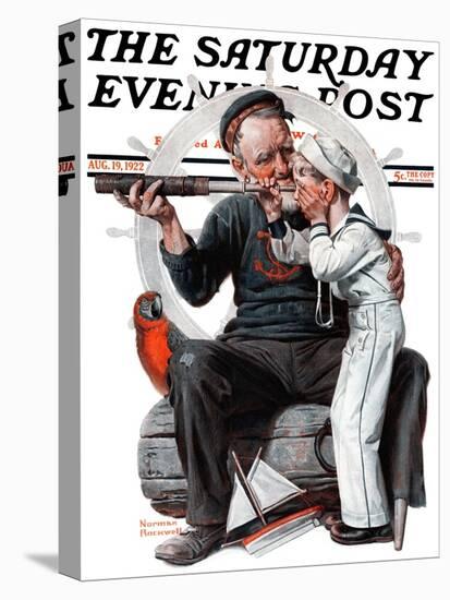 "Setting One's Sights" or "Ship Ahoy" Saturday Evening Post Cover, August 19,1922-Norman Rockwell-Premier Image Canvas