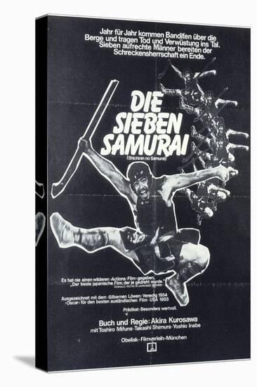 Seven Samurai, German Movie Poster, 1954-null-Stretched Canvas