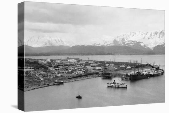 Seward, Alaska View of Town and Ships in Harbor Photograph - Seward, AK-Lantern Press-Stretched Canvas