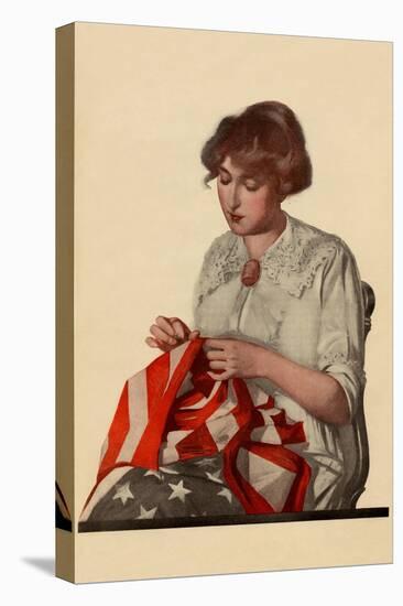 Sewing the Stars and Stripes-Modern Priscilla-Stretched Canvas