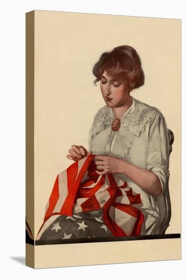 Sewing The Stars and Stripes-null-Stretched Canvas