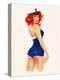 Sexy Pin up Sailor Girl Painting with Full Paper Poster Edge-lineartestpilot-Stretched Canvas