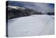 Shadow of helicopter flying over glacier, Mount Aspiring National Park, West Coast, South Island...-null-Premier Image Canvas