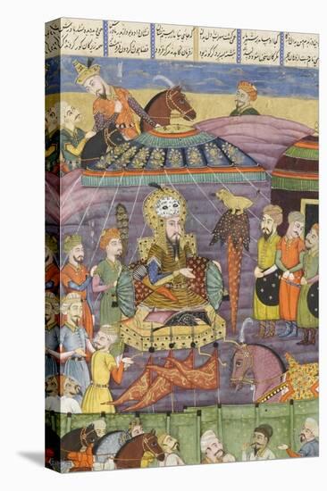 Shahnameh de Ferdowsi ou le Livre des Rois. Sohrab regarde la tente rouge de Rostame, son père.-null-Premier Image Canvas