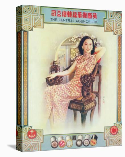 Shanghai Lady in Antique Chair-null-Stretched Canvas