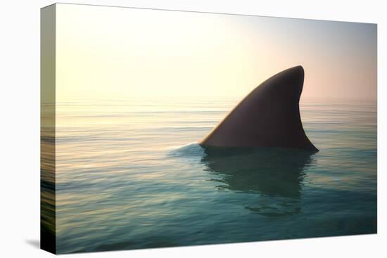 Shark Fin above Ocean Water-null-Premier Image Canvas