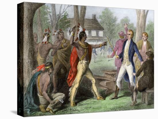 Shawnee Chief Tecumseh Confronting William Henry Harrison in Indiana-null-Premier Image Canvas