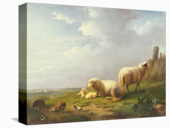 Sheep and Chickens in a Landscape, 19th Century-Eugene Joseph Verboeckhoven-Premier Image Canvas