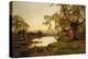 Sheep Grazing by a Lake at Sunset-Alfred de Breanski-Premier Image Canvas