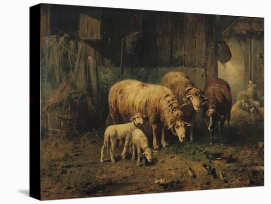 Sheep in a Barn-Jean-Baptiste-Camille Corot-Premier Image Canvas
