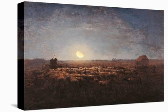 Sheep Meadow, Moonlight-Jean-François Millet-Stretched Canvas