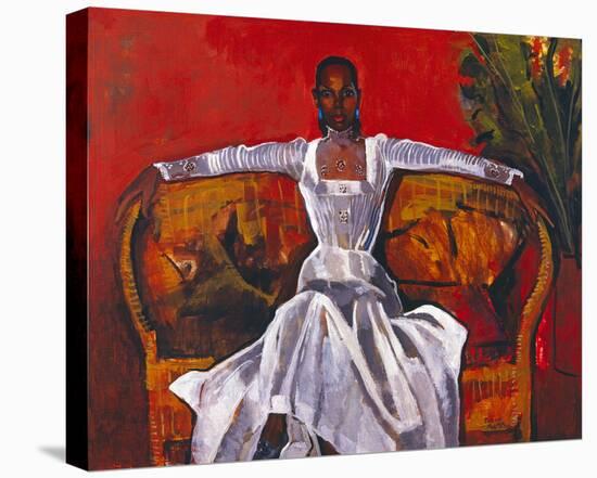 Sheila on a Rattan Settee, 1982-Boscoe Holder-Stretched Canvas