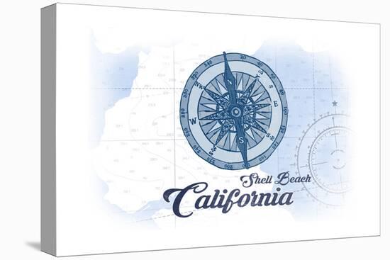 Shell Beach, California - Compass - Blue - Coastal Icon-Lantern Press-Stretched Canvas