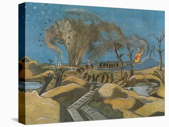 Shelling the Duckboards, from British Artists at the Front, Continuation of the Western Front, 1918-Paul Nash-Premier Image Canvas