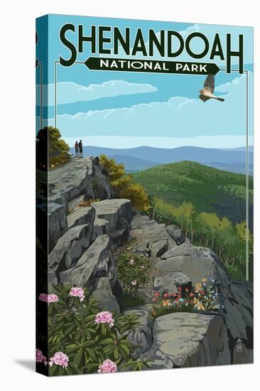 Shenandoah National Park, Virginia - Hikers and Hawk-Lantern Press-Stretched Canvas