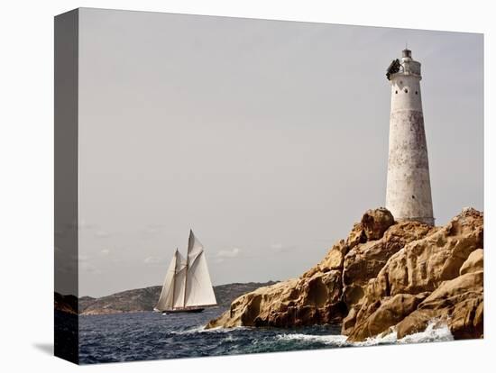 Shenandoah of Sark Schooner Sails Past Sardinia's Monaci Lighthouse on Costa Smeralda-Onne van der Wal-Premier Image Canvas