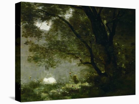 Shepherd, Souvenir of Mortefontaine, France-Jean-Baptiste-Camille Corot-Premier Image Canvas