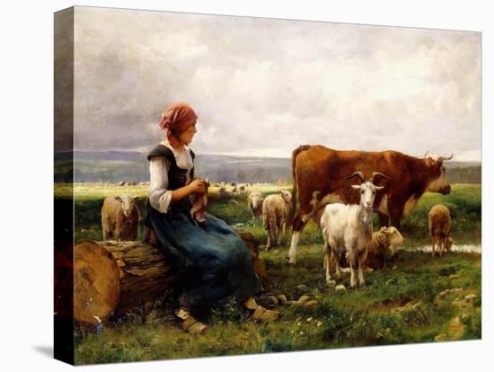 Shepherdess with Cows and Goats-Julien Dupré-Premier Image Canvas