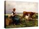 Shepherdess with Cows and Goats-Julien Dupré-Premier Image Canvas