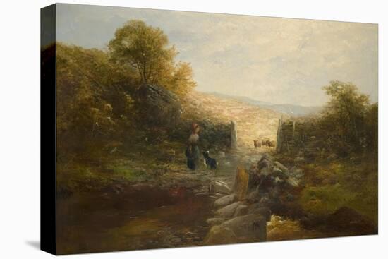 Shepherdess with Sheep-William Linnell-Premier Image Canvas