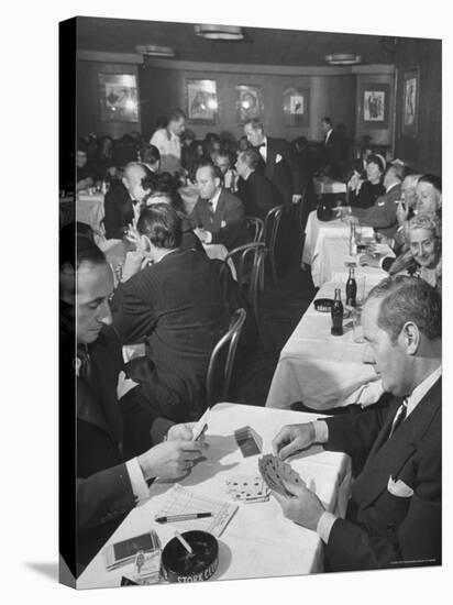 Sherman Billingsley, Owner of the Club, Playing Gin Rummy with Unidentified Man at the Stork Club-Eliot Elisofon-Premier Image Canvas