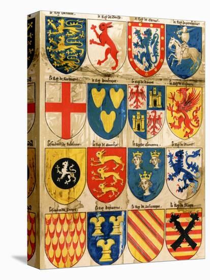 Shields with Arms of Mostly Mythical Sovereigns, Made by An English Painter, 1400s-null-Premier Image Canvas